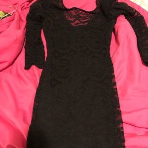 Black lace mini dress